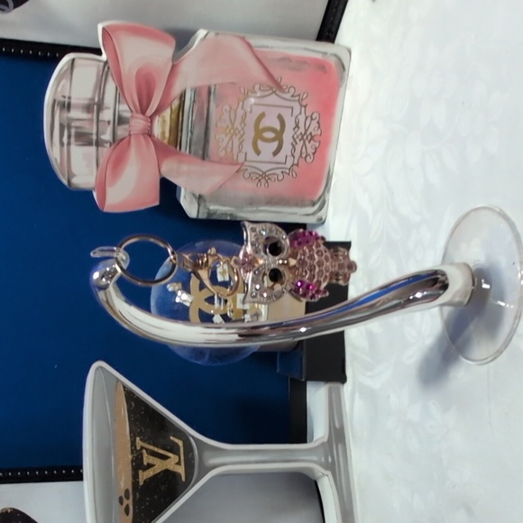 Crystal Owl Bag Charm/ Keychain with Pink and Gold Accents - Picture 2 of 5